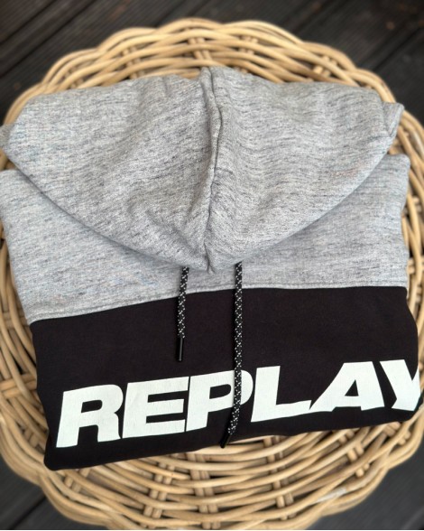 Mikina pánská Replay šedá s kapucí
